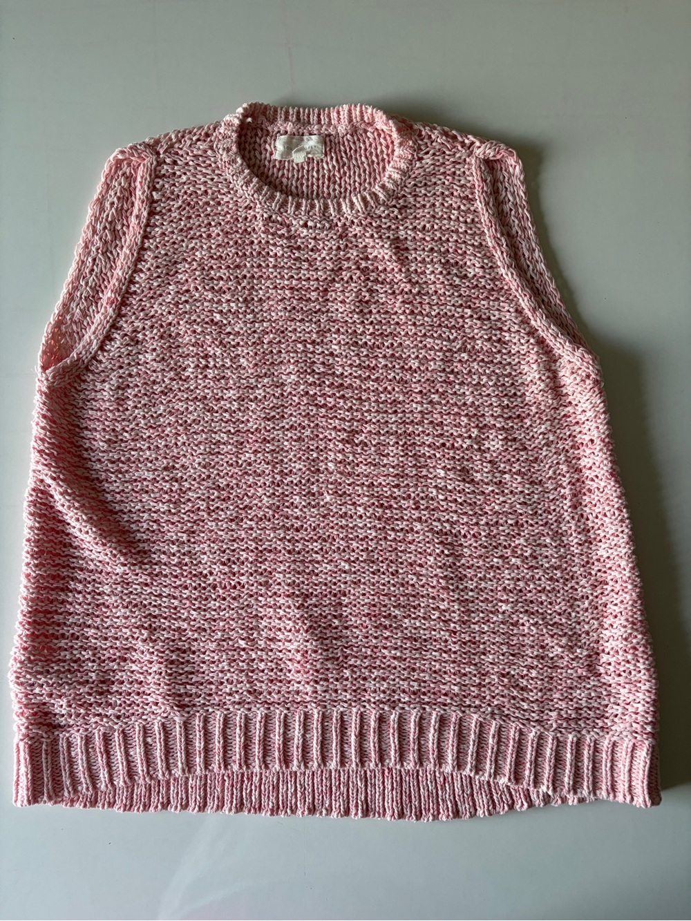 Lou & grey pink chunky knit tank top sleeveless crewneck shirt women’s large - Picture 1 of 6